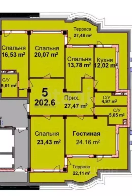 5-к кв. Дагестан, Махачкала ул. Ирчи Казака, 128В (202.0 м) - Фото 2