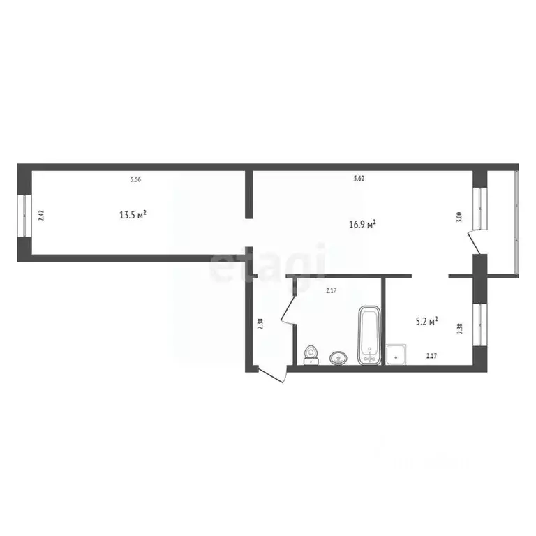 2-к кв. Красноярский край, Красноярск ул. Карла Маркса, 137 (43.4 м) - Фото 1