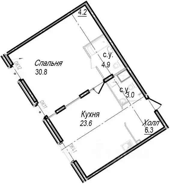 2-к кв. Санкт-Петербург наб. Реки Карповки, 27 (68.6 м) - Фото 0