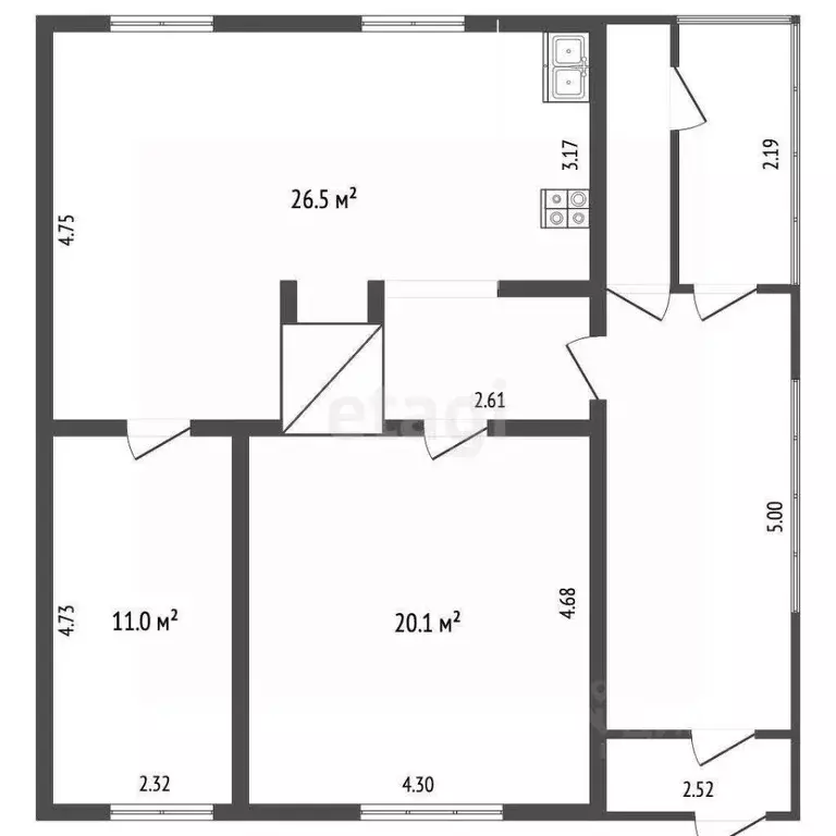Дом в Ханты-Мансийский АО, Нягань Железнодорожная ул., 84 (61 м) - Фото 1