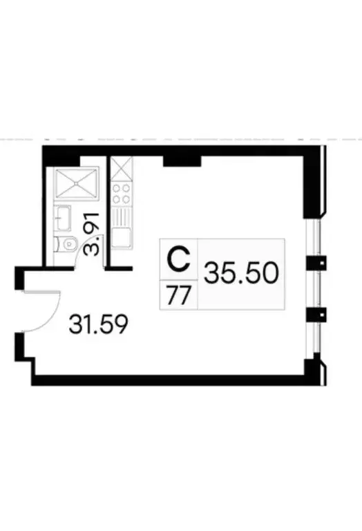 Квартира-студия: Москва, 1-я улица Ямского Поля, 26 (35.2 м) - Фото 1