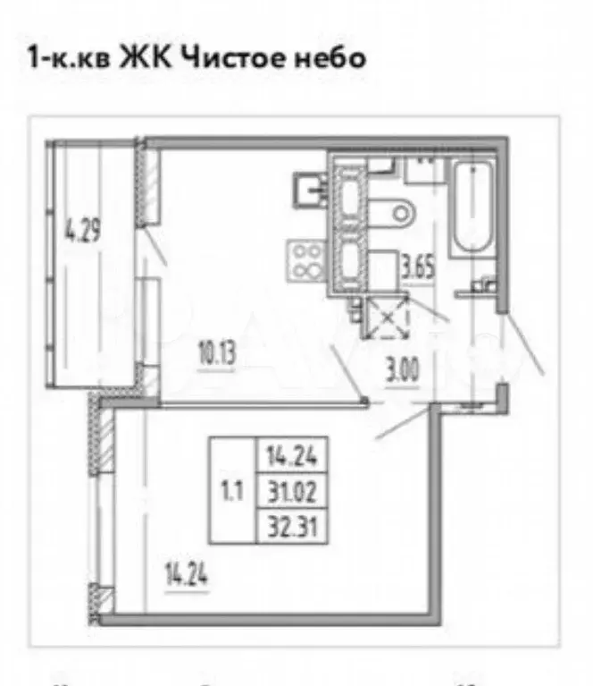 1-к. квартира, 32,3 м, 25/25 эт. - Фото 0
