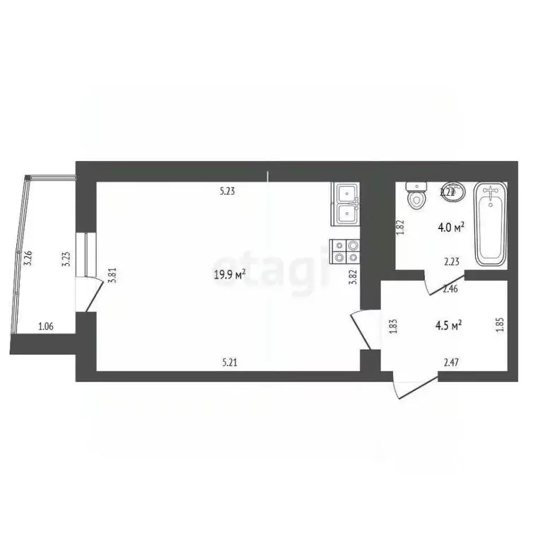 Студия Мордовия, Саранск ул. Девятаева, 7 (28.4 м) - Фото 1