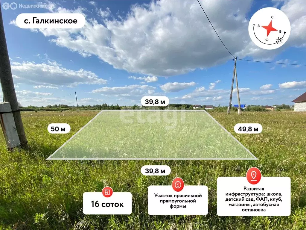 Участок в село Галкинское, Садовая улица (16 м) - Фото 2