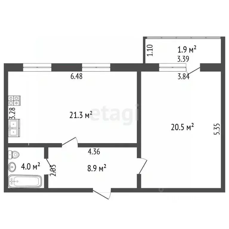 2-к кв. Вологодская область, Череповец ул. Раахе, 66А (54.7 м) - Фото 2