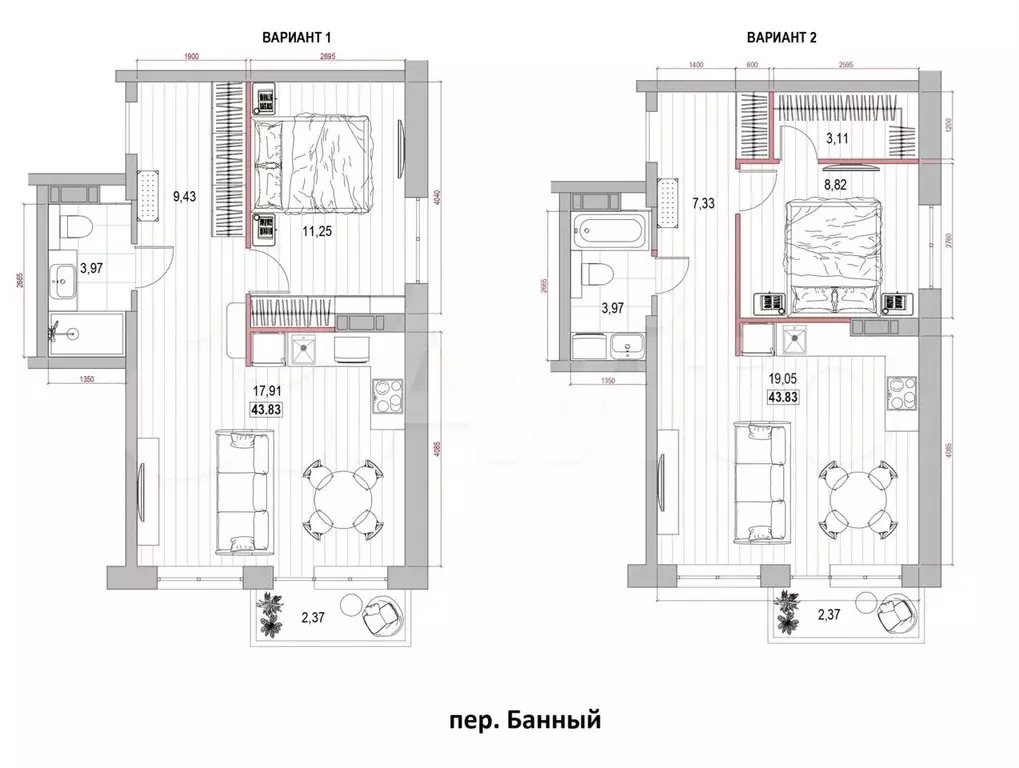 2-к. квартира, 43,8 м, 5/8 эт. - Фото 0