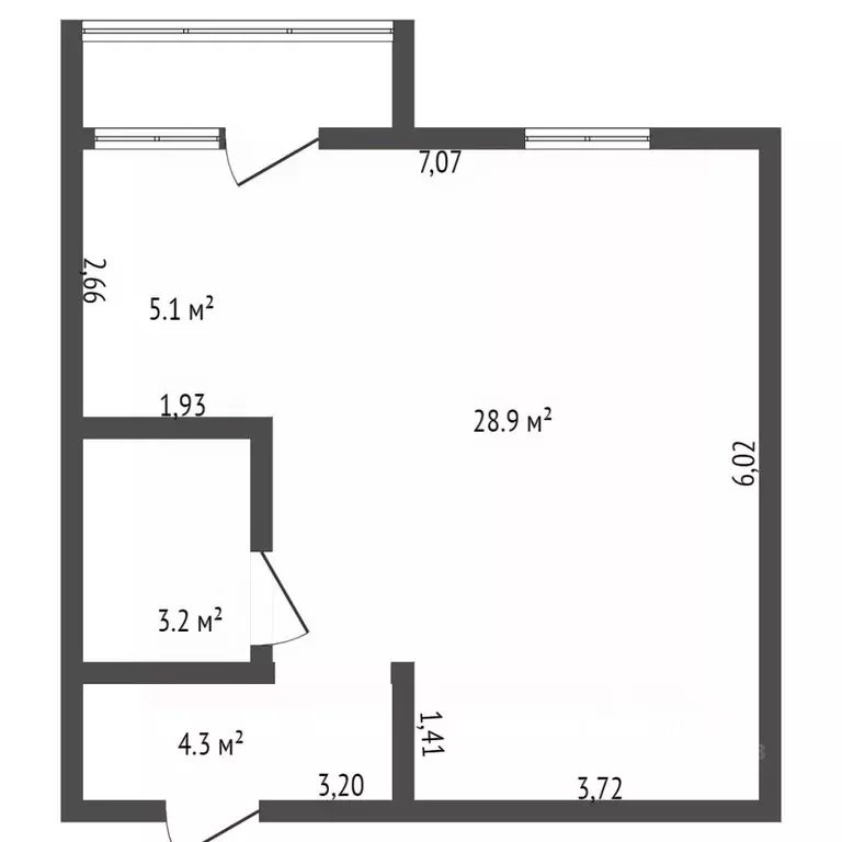 Студия Амурская область, Благовещенск Игнатьевское ш., 10/6 (44.0 м) - Фото 1