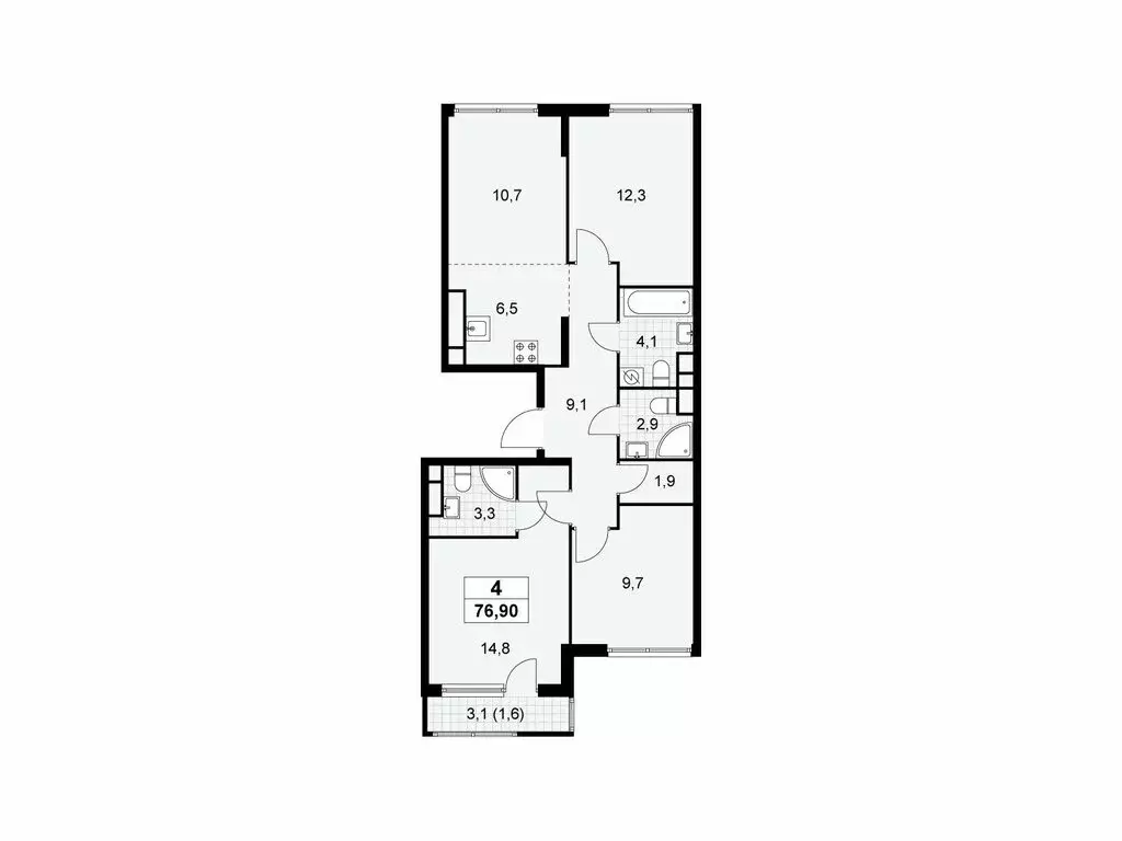 4-комнатная квартира: Москва, Бартеневская улица, 18к1 (76.9 м) - Фото 1