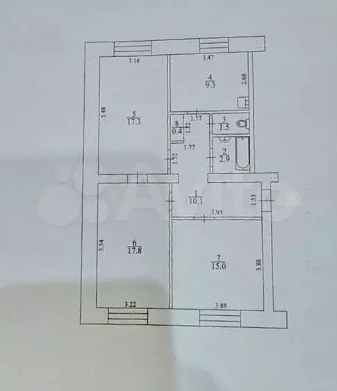 3-к. квартира, 74,3 м, 2/2 эт. - Фото 0