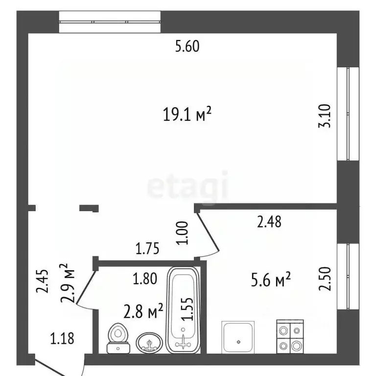 1-к кв. Мордовия, Саранск ул. Марины Расковой, 20 (30.4 м) - Фото 2