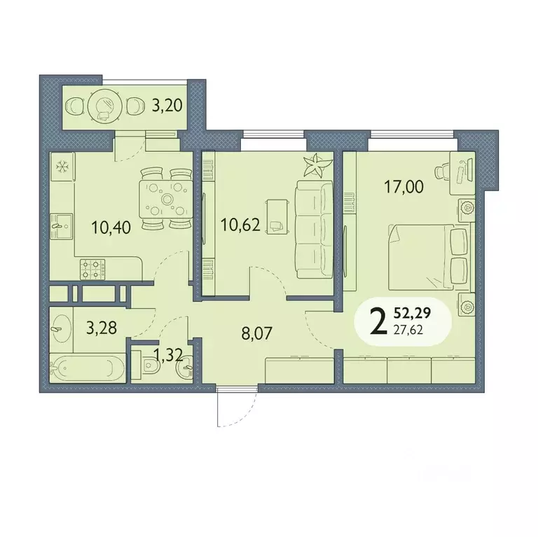 2-к кв. Брянская область, Брянск просп. Станке Димитрова, 67к7 (52.29 ... - Фото 1