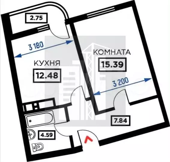 1-к. квартира, 40,3 м, 13/24 эт. - Фото 0