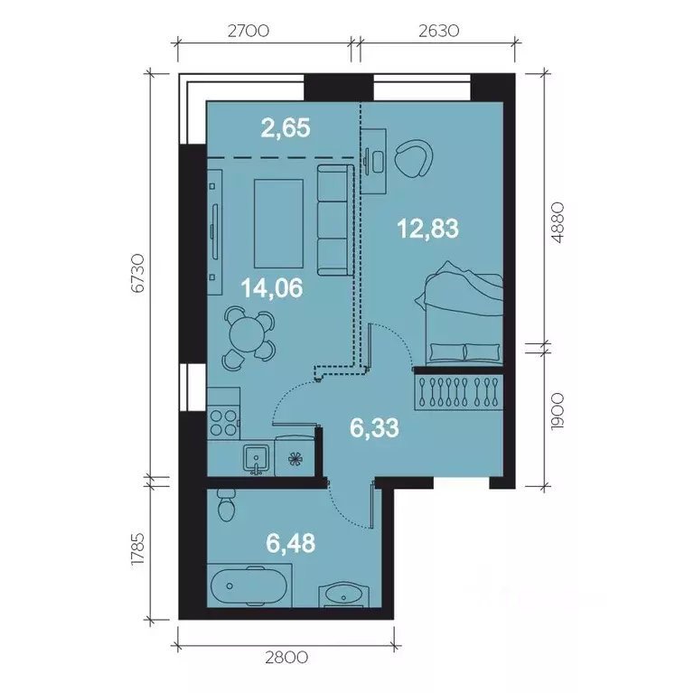 2-к кв. Иркутская область, Иркутск наб. Верхняя, 127 (42.35 м) - Фото 1