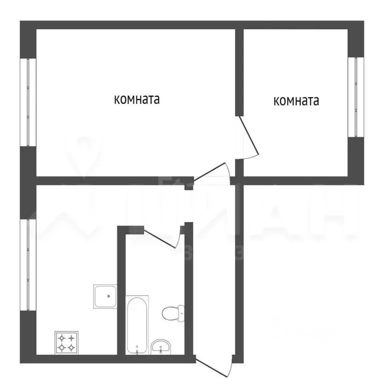2-к кв. Чувашия, Новочебоксарск Комсомольская ул., 17 (45.4 м) - Фото 2
