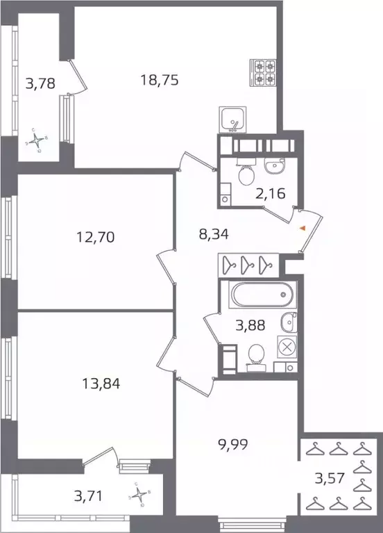 3-к кв. Санкт-Петербург Полюстрово тер.,  (76.98 м) - Фото 0