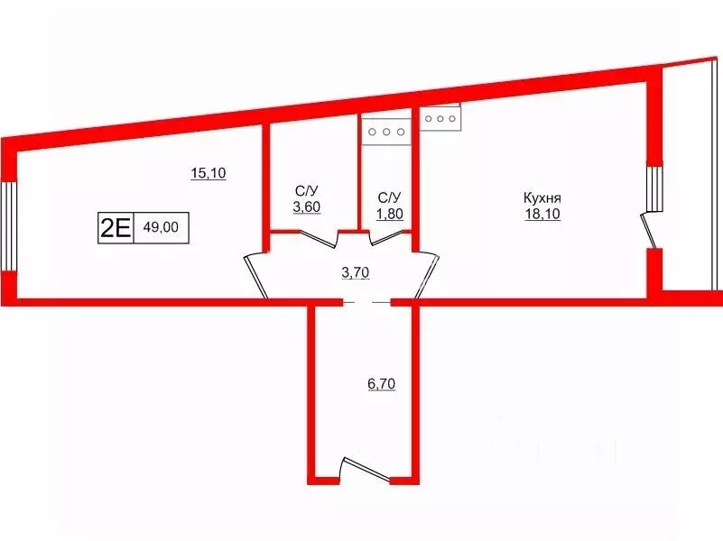 1-к кв. Санкт-Петербург Витебский просп., 99к2 (51.3 м) - Фото 2