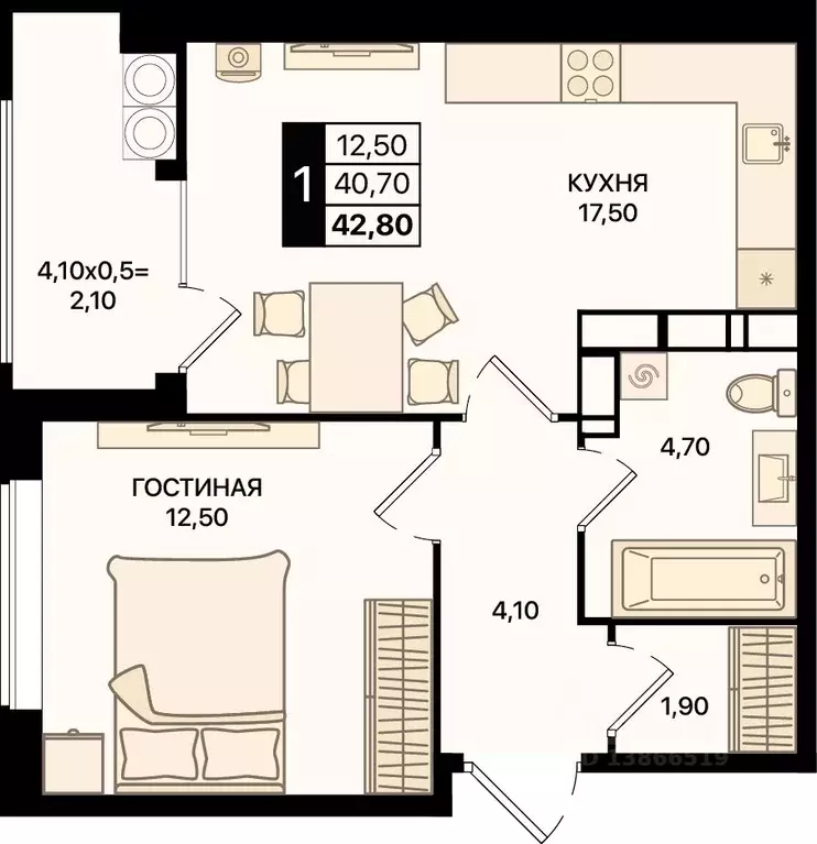 1-к кв. Ростовская область, Ростов-на-Дону Движение61 жилой комплекс ... - Фото 1
