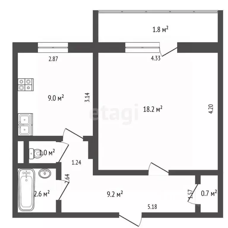 1-к кв. Забайкальский край, Чита ул. Весенняя, 34 (40.7 м) - Фото 1