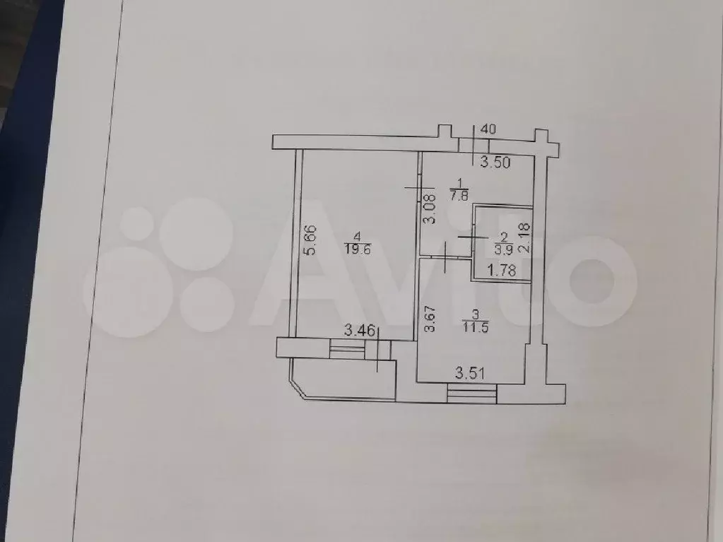 1-к. квартира, 42,8 м, 2/5 эт. - Фото 0