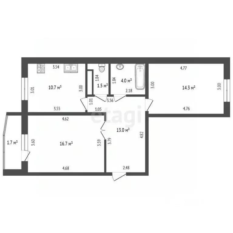 2-к кв. Мордовия, Саранск Московская ул., 62 (60.2 м) - Фото 1