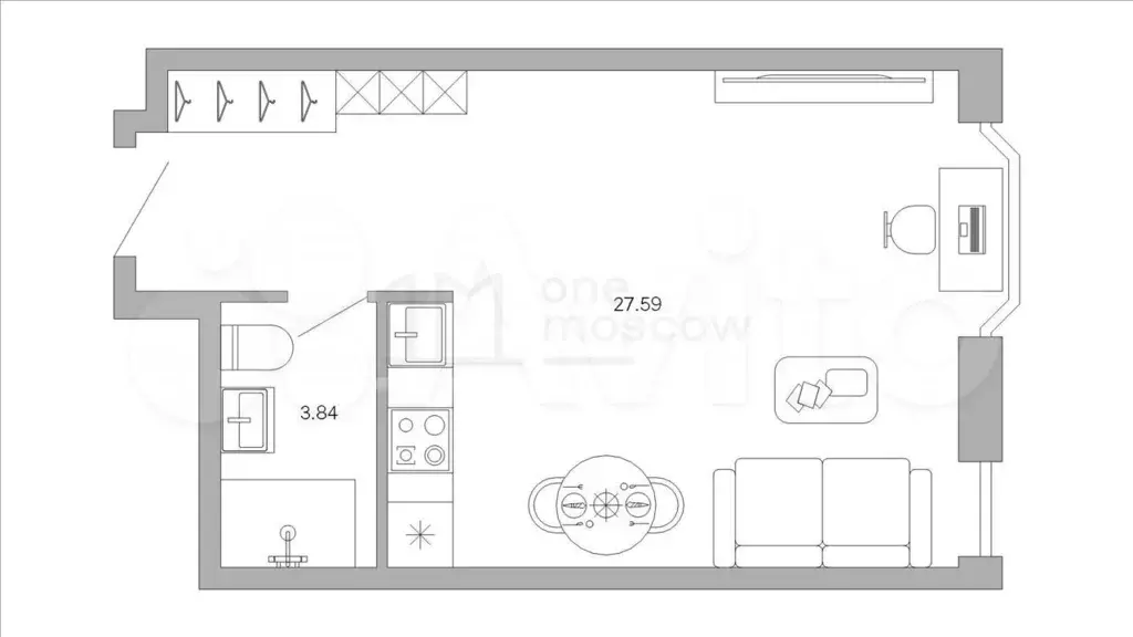 Апартаменты-студия, 31,4 м, 3/21 эт. - Фото 1