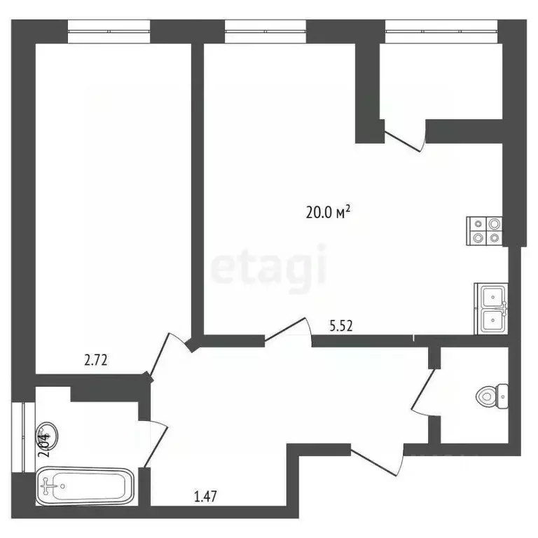 1-к кв. Ростовская область, Аксай ул. Менделеева, 53А (56.7 м) - Фото 2