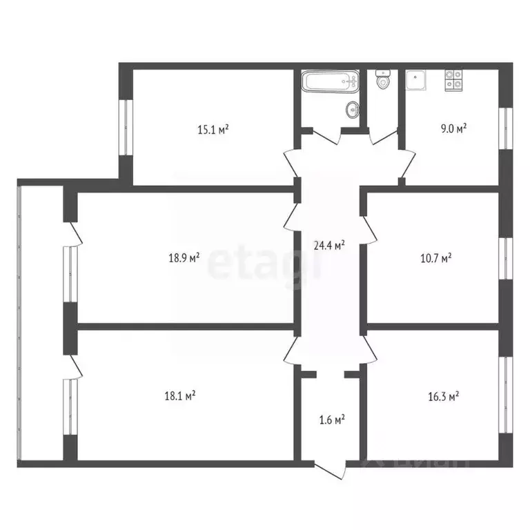 5-к кв. Коми, Сыктывкар ул. Малышева, 11 (103.3 м) - Фото 1