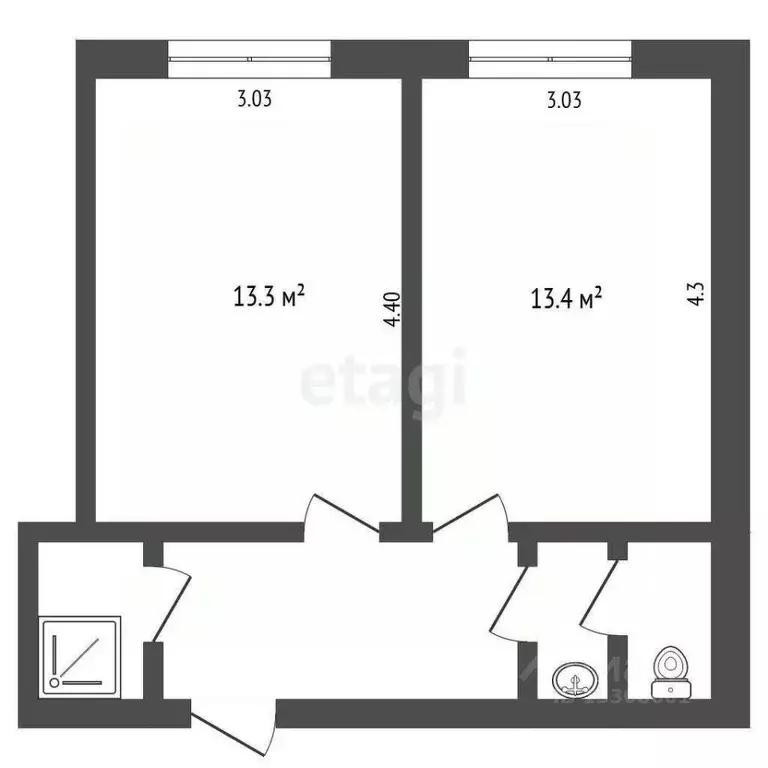 2-к кв. Томская область, Томск Академгородок мкр, просп. ... - Фото 1