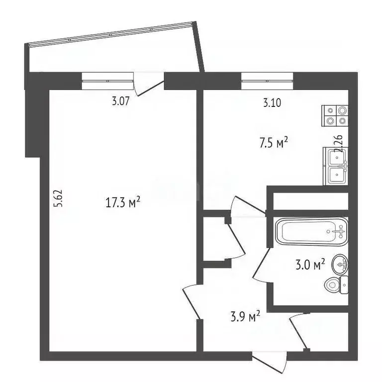 1-к кв. Орловская область, Орел Комсомольская ул., 284 (33.0 м) - Фото 1