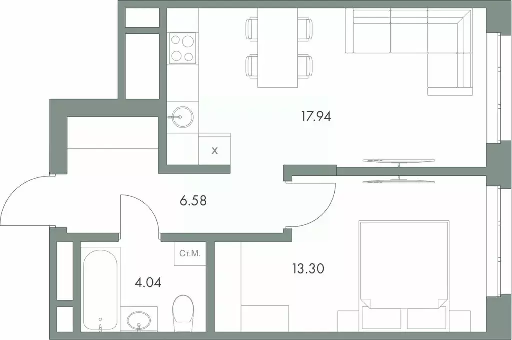 1-к кв. Ханты-Мансийский АО, Сургут ул. Крылова (41.86 м) - Фото 0