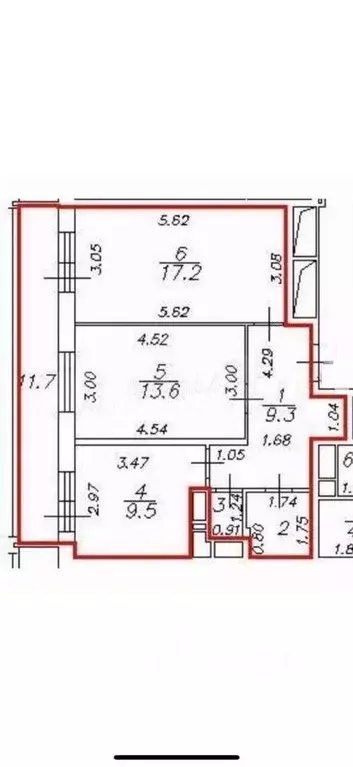 Квартира, 2 комнаты, 53.7 м - Фото 1