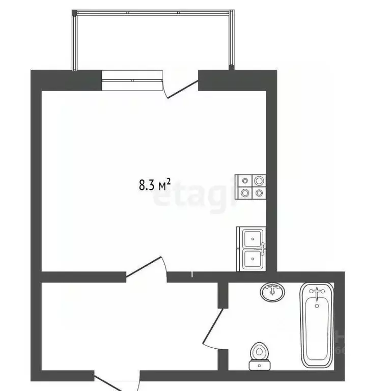 1-к кв. Томская область, Томск ул. 5-я Заречная, 25 (39.2 м) - Фото 1