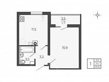 1-к кв. Московская область, Волоколамск проезд 2-й Шаховской, 19 (35.8 ... - Фото 1