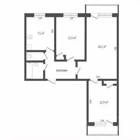 3-к кв. Новосибирская область, Новосибирск ул. Бориса Богаткова, 243 ... - Фото 2