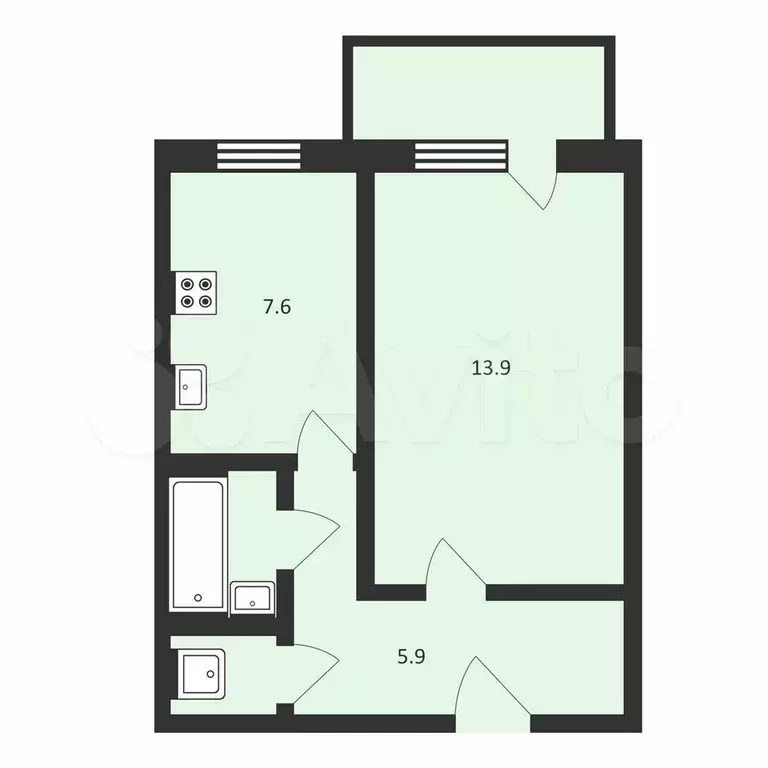 1-к. квартира, 31,1 м, 3/3 эт. - Фото 0