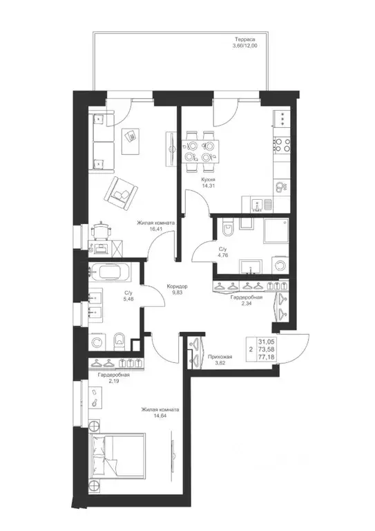 2-к кв. Татарстан, Лаишевский район, Столбищенское с/пос, с. Усады ул. ... - Фото 1