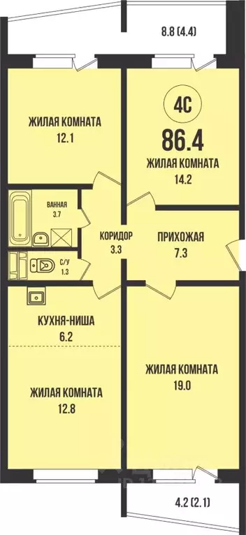 3-к кв. Новосибирская область, Новосибирск Династия жилой комплекс, ... - Фото 0