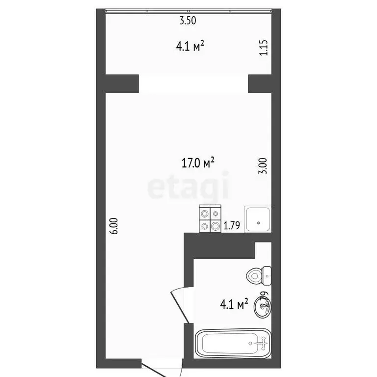 Квартира-студия: Тюмень, Велижанская улица, 66к1 (21.1 м) - Фото 1
