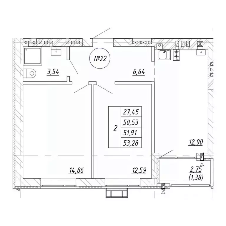 2-к кв. Калининградская область, Зеленоградск  (53.28 м) - Фото 1