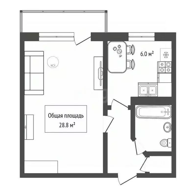1-к кв. Новосибирская область, Бердск ул. Островского, 101 (28.8 м) - Фото 2