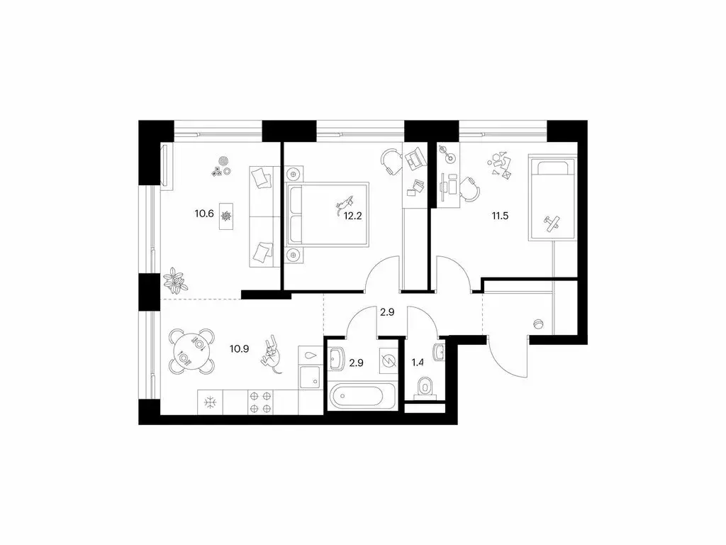 2-комнатная квартира: Зеленоград, 22-й микрорайон, 6.6 (56.2 м) - Фото 0
