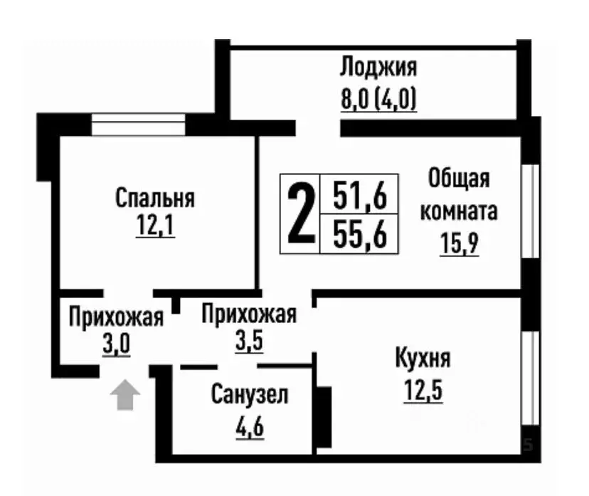 2-к кв. Алтайский край, Барнаул ул. Имени В.Т. Христенко, 3 (55.0 м) - Фото 1