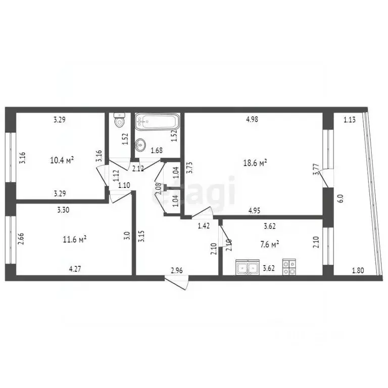 3-к кв. Тамбовская область, Тамбов Интернациональная ул., 54 (62.9 м) - Фото 1