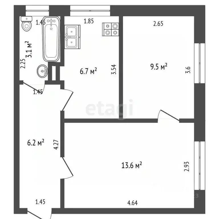 2-к кв. Архангельская область, Котлас Советская ул., 76 (39.1 м) - Фото 1