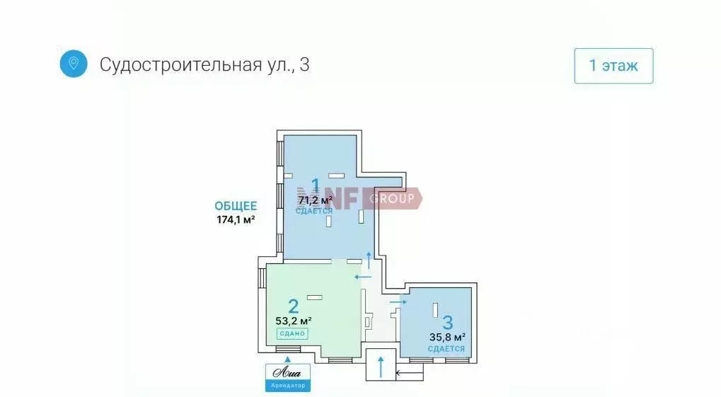 Торговая площадь в Москва Судостроительная ул., 3 (174 м) - Фото 1