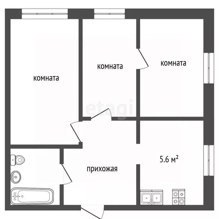 3-к кв. Ростовская область, Ростов-на-Дону Лесопарковая ул., 16 (41.5 ... - Фото 1