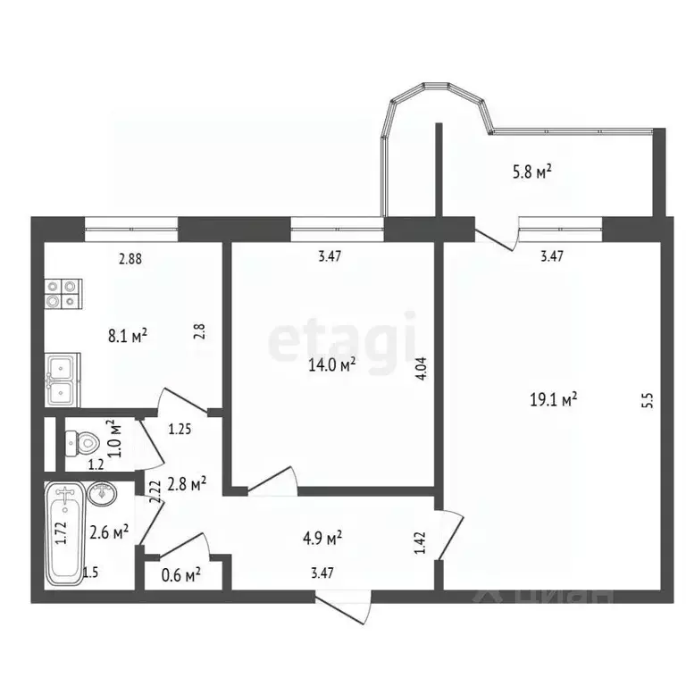 2-к кв. Самарская область, Самара Ново-Садовая ул., 232 (55.1 м) - Фото 2