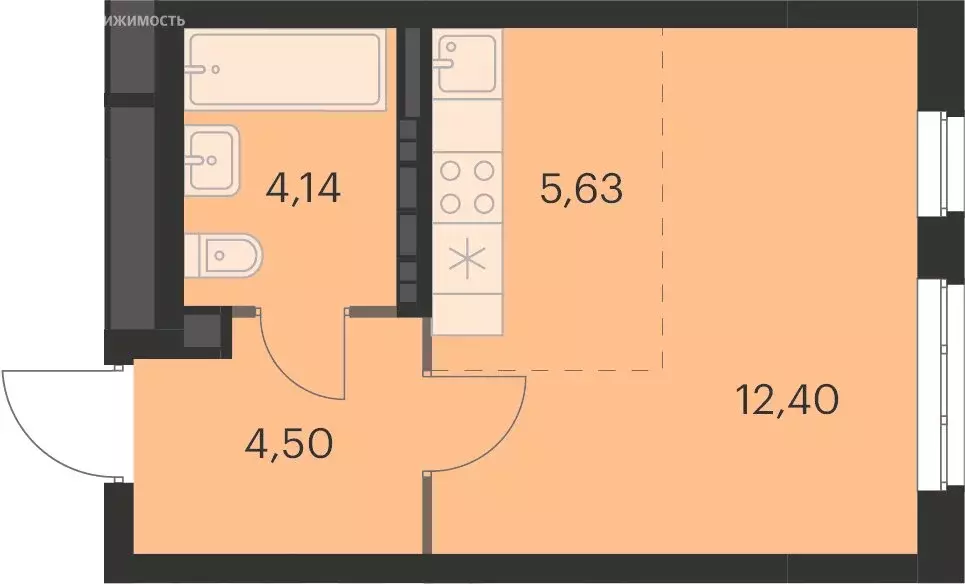 Квартира-студия: Екатеринбург, улица Академика Ландау, 35 (26.6 м) - Фото 0