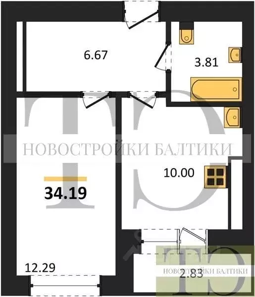 1-к кв. Калининградская область, Калининград ул. Героя России ... - Фото 1