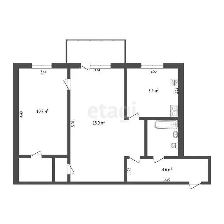 2-комнатная квартира: Тюмень, улица Республики, 187 (45 м) - Фото 0